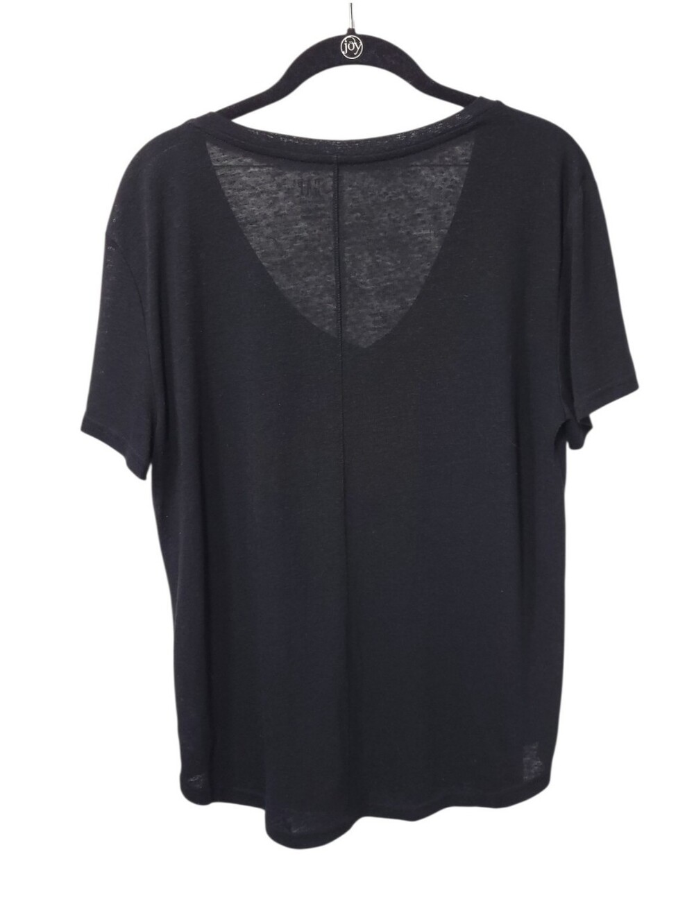 Gap Black Linen Blend V Neck Tee M Coastal Minimalist Slouchy Luxe Basic - Picture 2 of 9